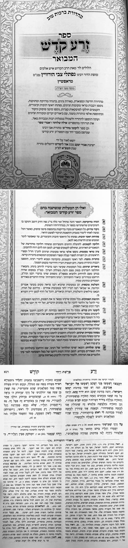 Zerah Kodesh HaMevuar al Torah U'Moadim - Rabbi Naftali Tzvi of Ropshitz