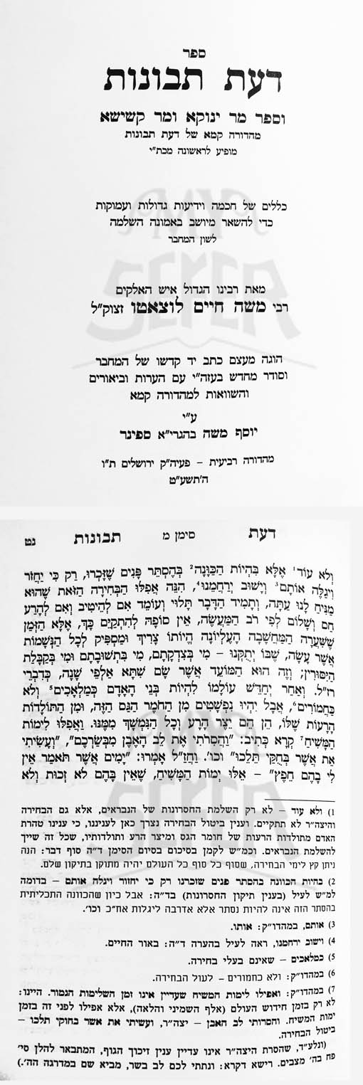 Daat Tevunot - Commentary from Rav Spinner