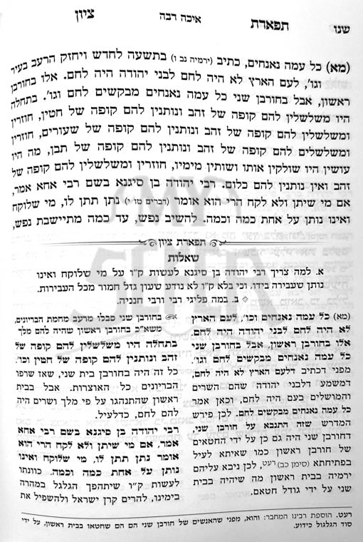 Tiferet Zion al Midrash Eichah