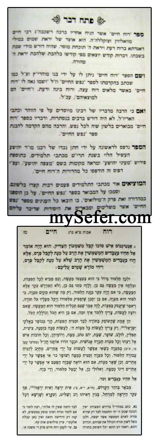 Ruach Chaim - Rabbi Chaim of Volozhin - Pirkei Avos