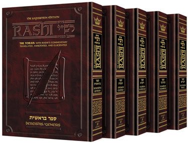Sapirstein Edition Rashi - Student Size - 5 Volume Slipcased Set: The Torah with Rashi's commentary translated, annotated, and elucidated