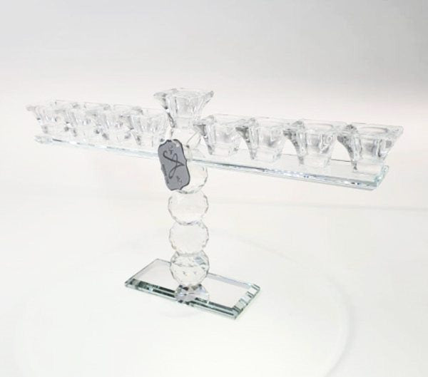 Crystal Menorah-Balls Design 8"H x 14"W