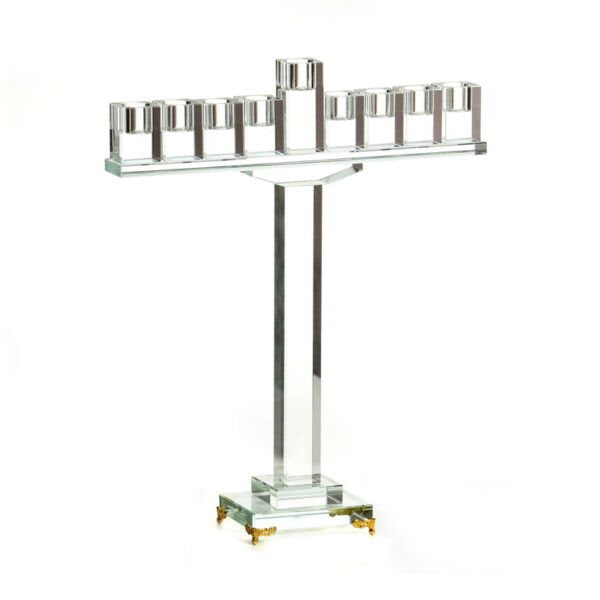 Crystal Tall Square Menorah-14"H x11.5"W