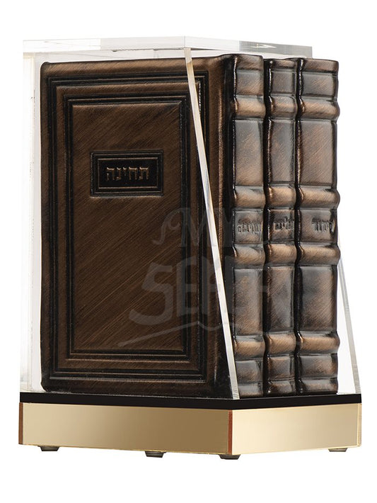 SIDDUR TEHILIM TECHINE MEDIUM ANTIQUE LUCITE HOLDER SET FULL BORDER BRONZE