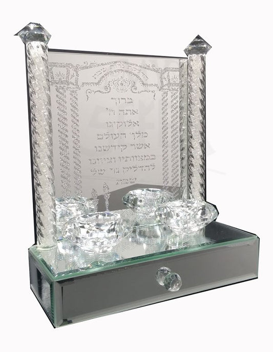 Crystal Candle Holder With Drawer 12" H