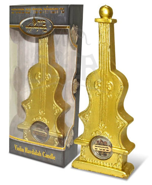 Violin Shape Havdalah Candle w/ Besamim-Gold 10.5"
