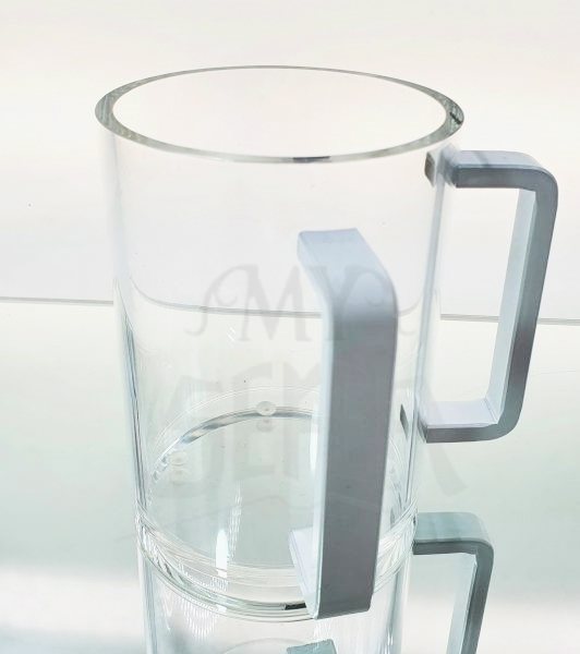 Clear Acrylic Washing Cup-White Handles 5"