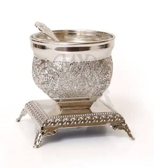 Filigree Single Open Salt Dish w/ Spoon