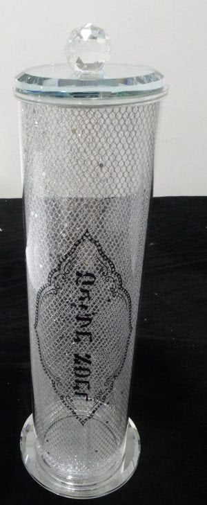 Crystal Megillah Holder-Silver Lattice Design 14"