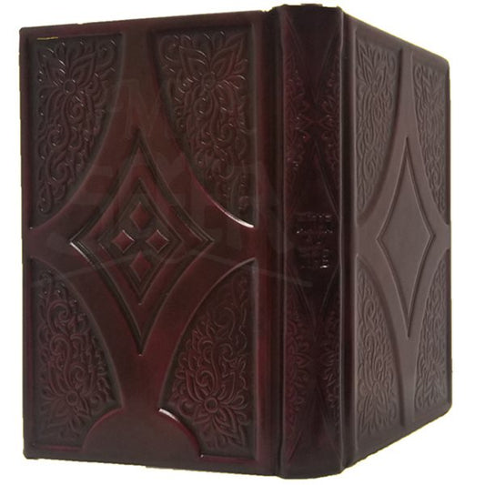 Haggadah Shel Pesach - Full Size Diamond Art Antique Maroon Leather Hebrew/Yiddish Haggadah Shel Pesach