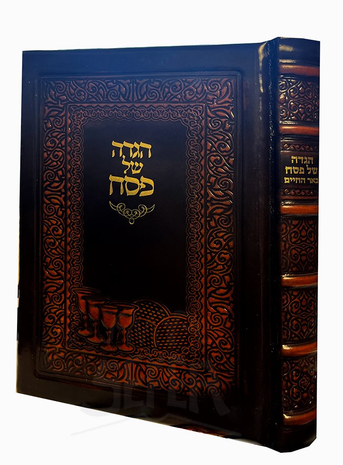 Haggadah Shel Pesach - Beer Hachaim  Rabbi Elimelech Biderman (Antique Leather )