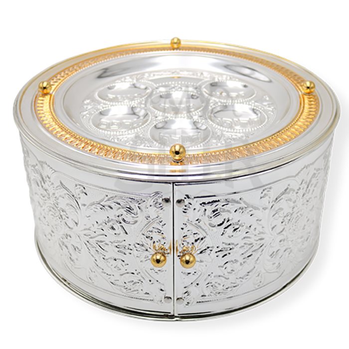 3 Tier Seder Plate Silver/Gold